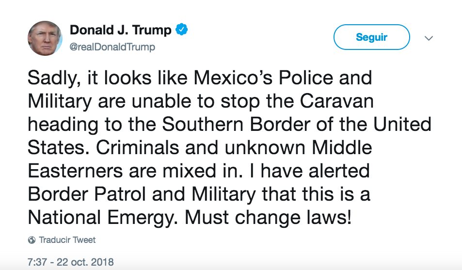 Por Caravana Migrante Donald Trump declara “Emergencia nacional”