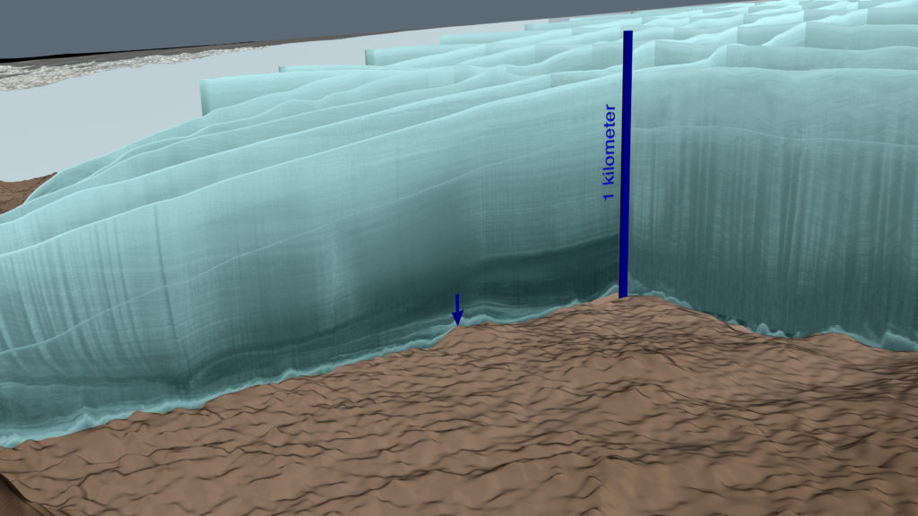 Descubren enorme cráter bajo el hielo de Groenlandia