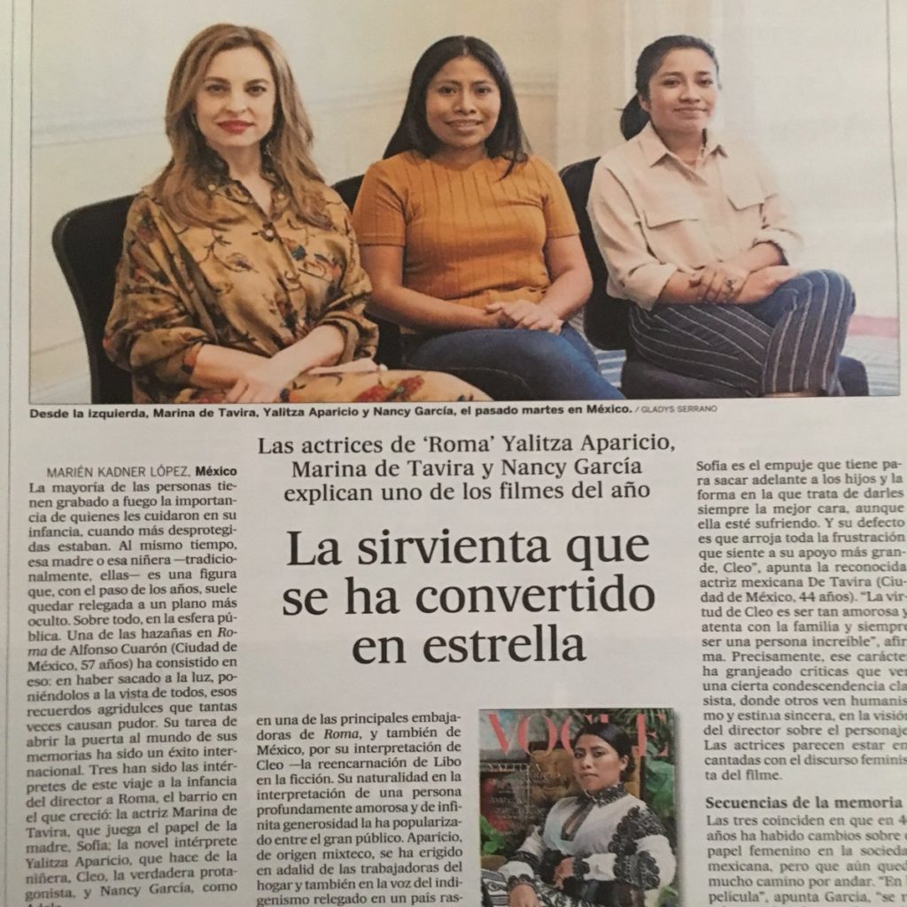 El diario El País llama ‘sirvienta’ a Yalitza Aparicio, maestra oaxaqueña y actriz en ROMA
