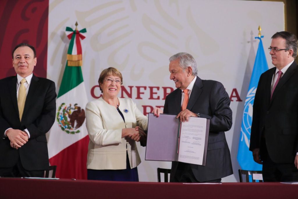 ONU asesorará en la formación de la Guardia Nacional, Bachelet y Obrador firman acuerdo