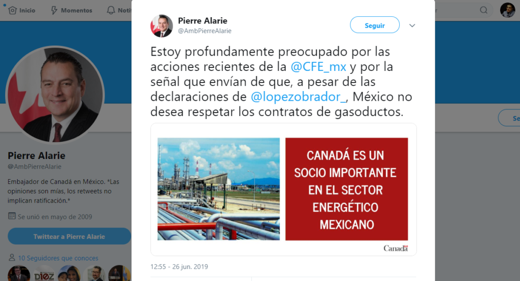 México da señales no de respetar los contratos afirma embajador de Canadá