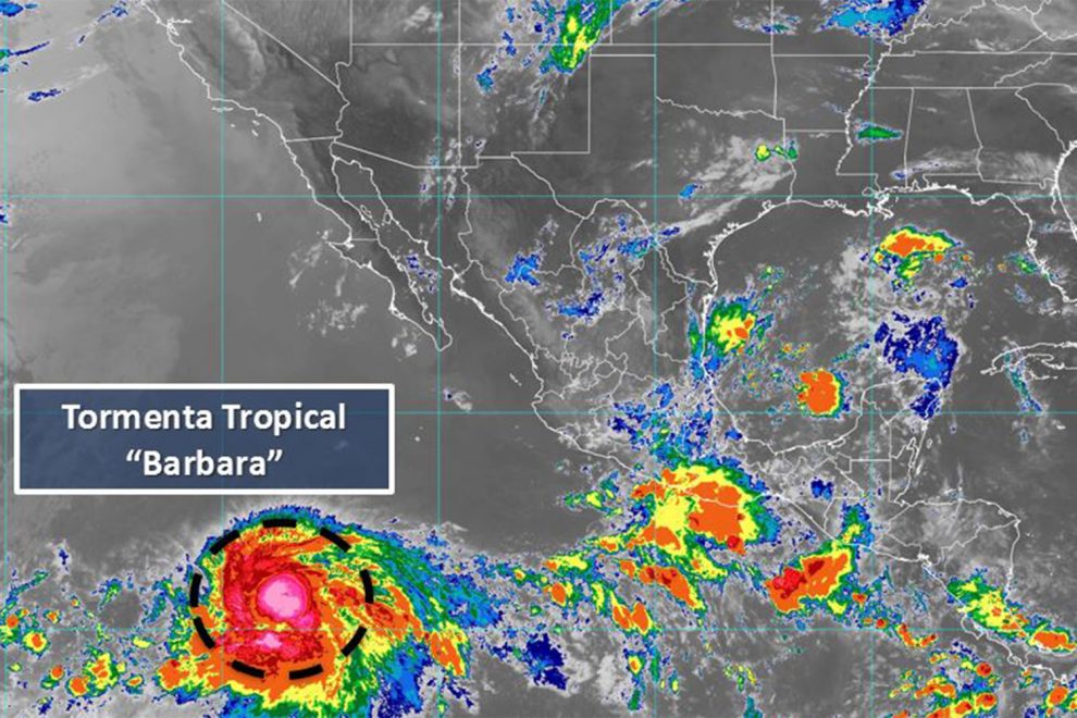 Se forma la tormenta tropical Bárbara en costas de Jalisco, pronostican que se convierta en Huracán
