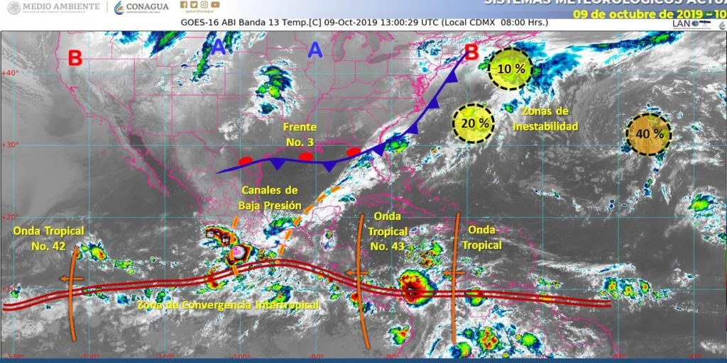 Lluvias intensas y bajas temperaturas por ingreso del Frente Frío 4 y la Onda Tropical 43