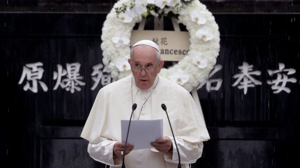 Que el poder destructivo de las armas nucleares nunca más se desate pide el Papa Francisco desde Japón