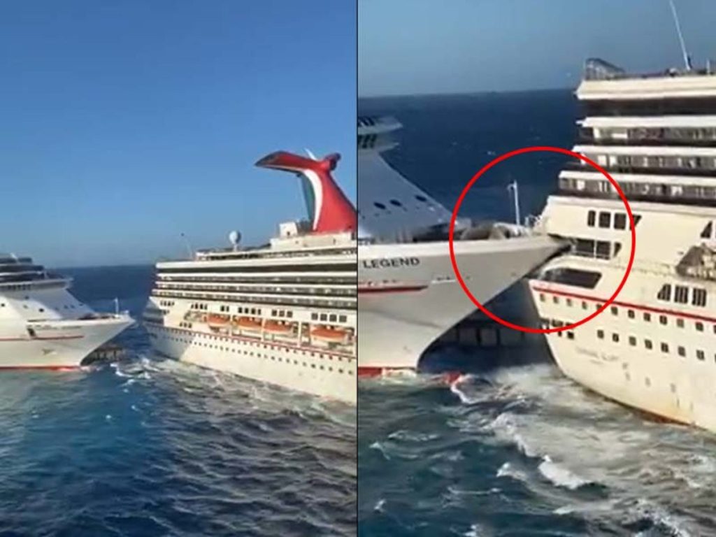El crucero Carnival Glory chocó con el Carnival Legend en el muelle de Cozumel (Video)