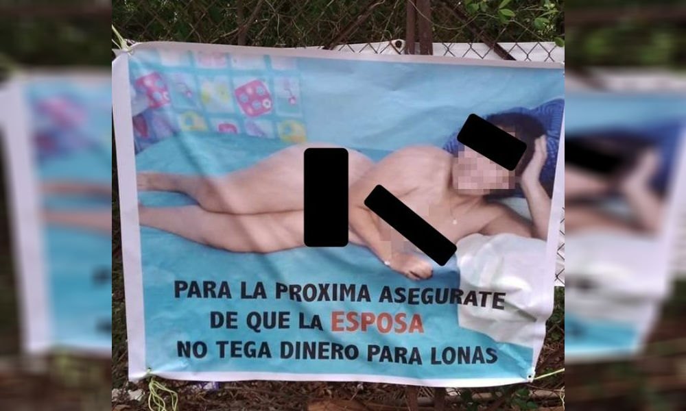 Con mantas en la calle ventilan infidelidad en Cozumel