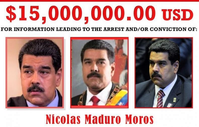 Nicolas Maduro es acusado por narcotráfico, 15 mdp ofrece Estados Unidos por su cabeza