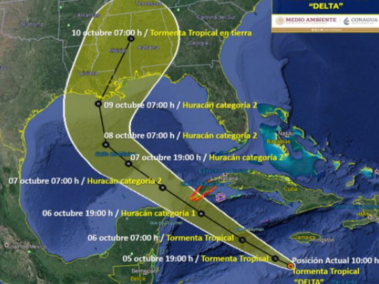 La tormenta tropical Delta se forma el Caribe y pronostican que se convierta en huracán