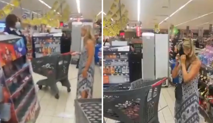 VIDEO: Mujer se quita la ropa interior para usarla como cubrebocas en supermercado