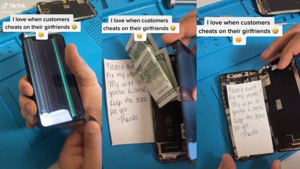 VIDEO: ¡No repares mi celular! Dinero y nota incluida para evitar ser descubierto por infiel