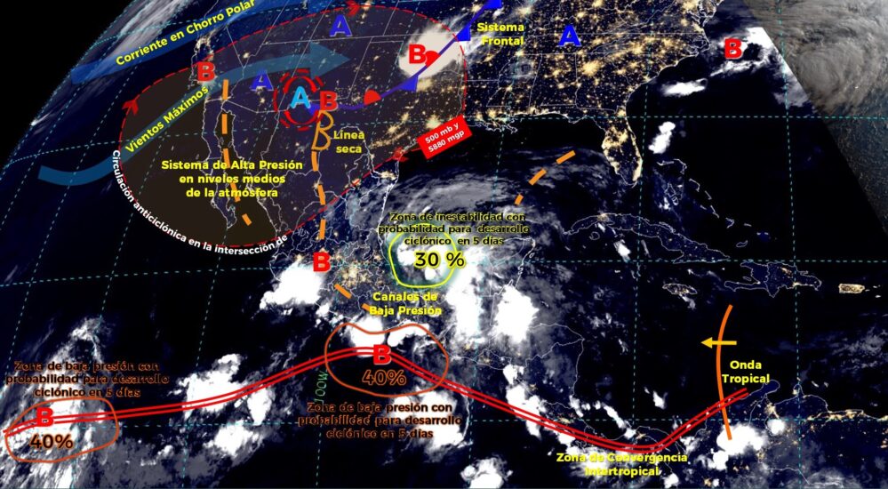 Lluvias y tormentas eléctricas en el oriente, sur y sureste de México