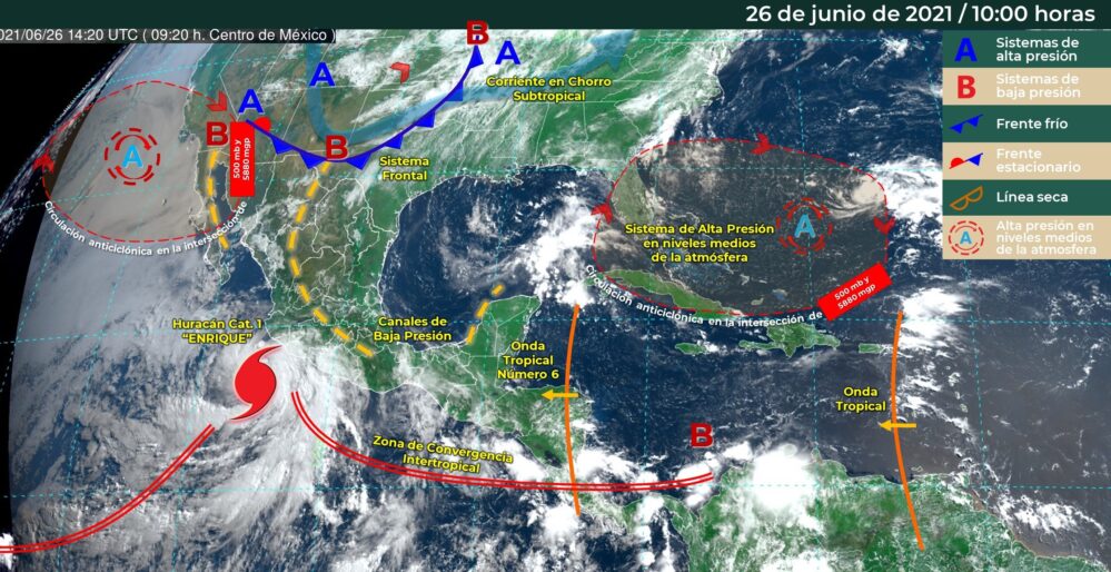 La tormenta tropical «Enrique» se intensificó y ya es huracán categoría 1