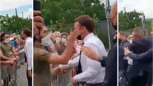 VIDEO: Cachetean a Macron, el presidente de Francia fue abofeteado