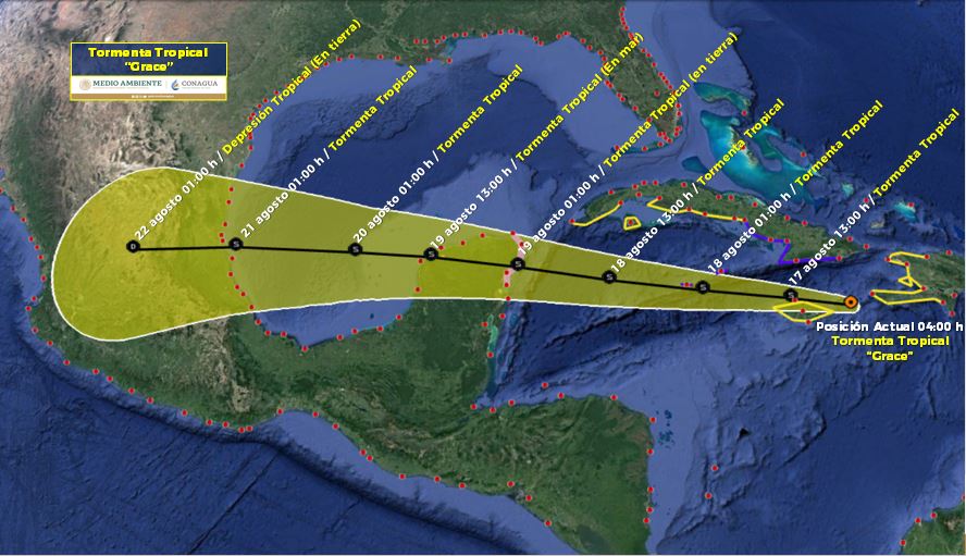 La tormenta «Grace» afectará a la Península de Yucatán