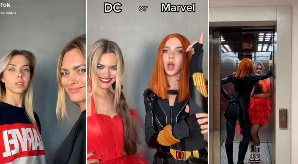 VIDEO: Black Widow y Harley Quinn: Las dobles idénticas de Scarlett Johansson y Margot Robbie en TikTok