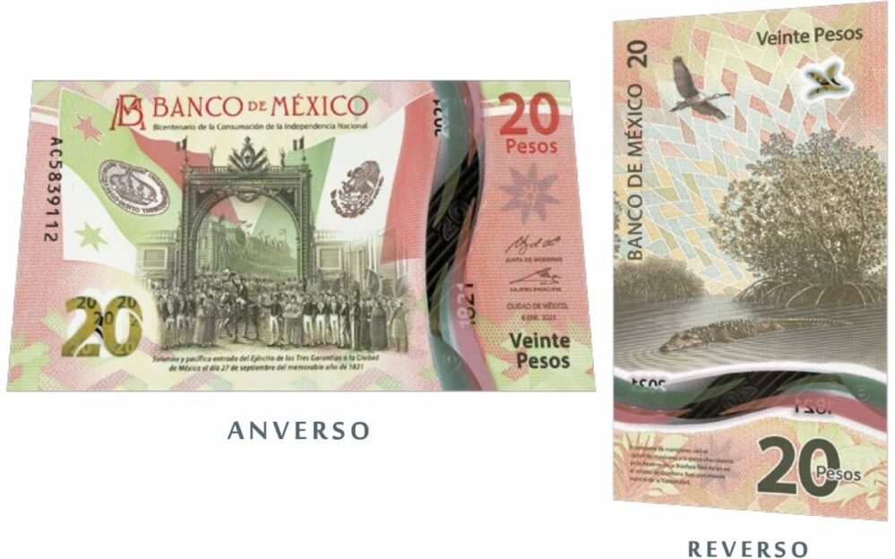 Así luce el nuevo billete de veinte pesos