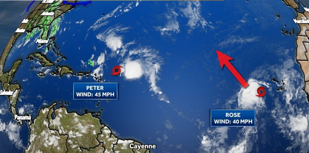 Se forman dos tormentas en el Atlántico: Rose y Peter