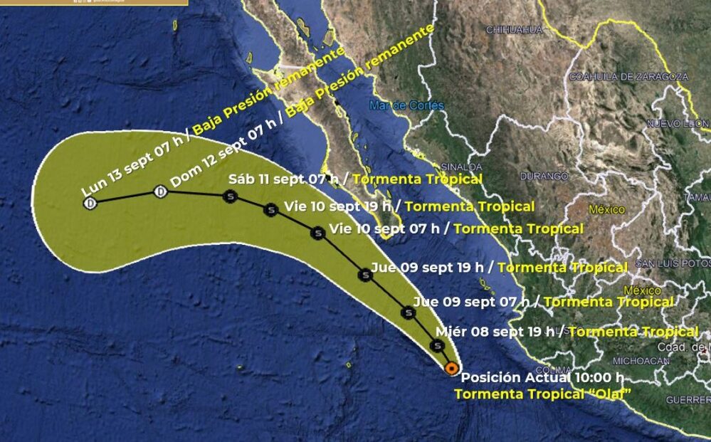 Se forma la tormenta tropical «Olaf» en el Pacífico mexicano