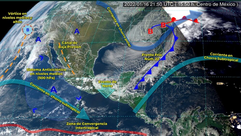 Bajas temperaturas en México por el Frente Frío 22