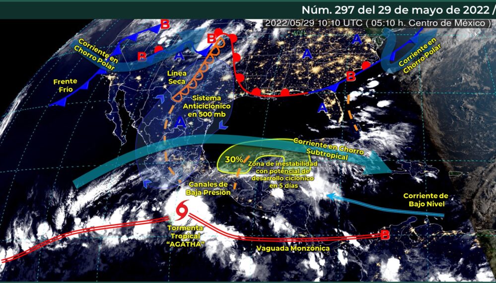 Agatha ya es huracán categoría 1 afectará con deslaves e inundaciones