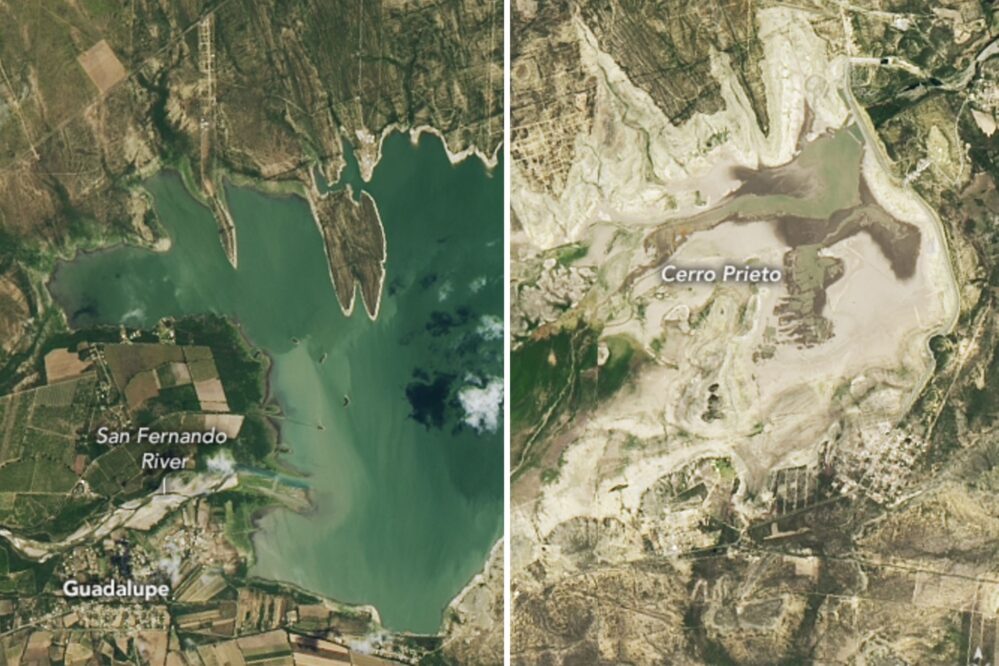 NASA expone antes y después de la sequía en Cerro Prieto, Nuevo León