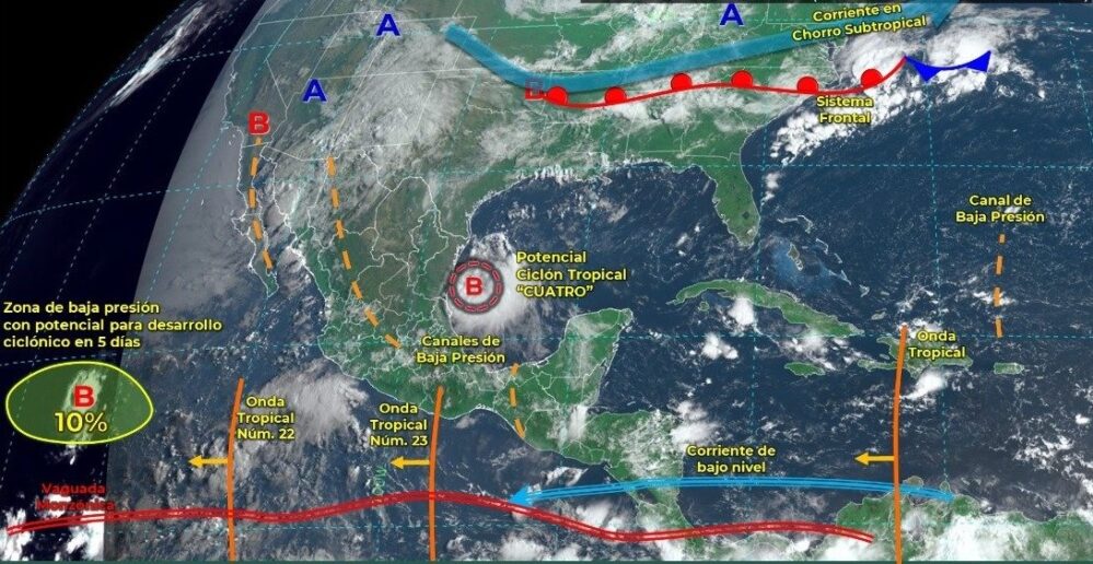 Alerta por el ciclón tropical 4, se convertirá en tormenta tropical
