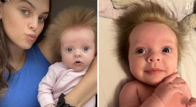 Bebé se vuelve viral por su cabello rojo imposible de peinar