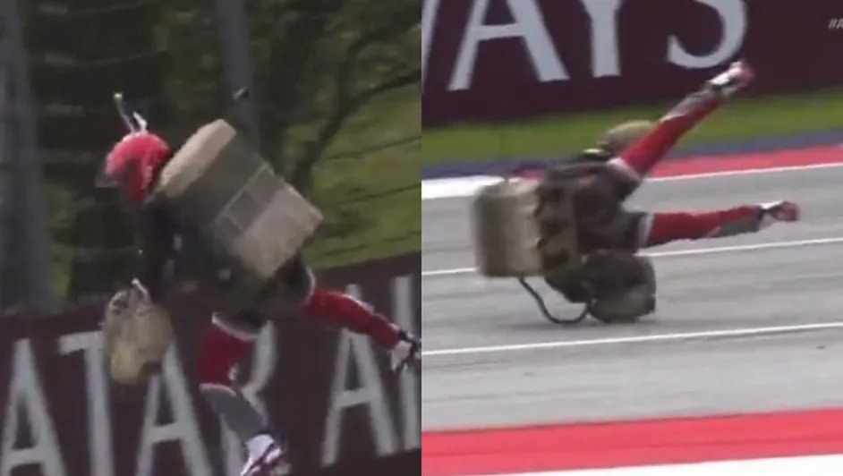 VIDEO: Quería lucir su jet pack y terminó estrellándose en el GP Austria