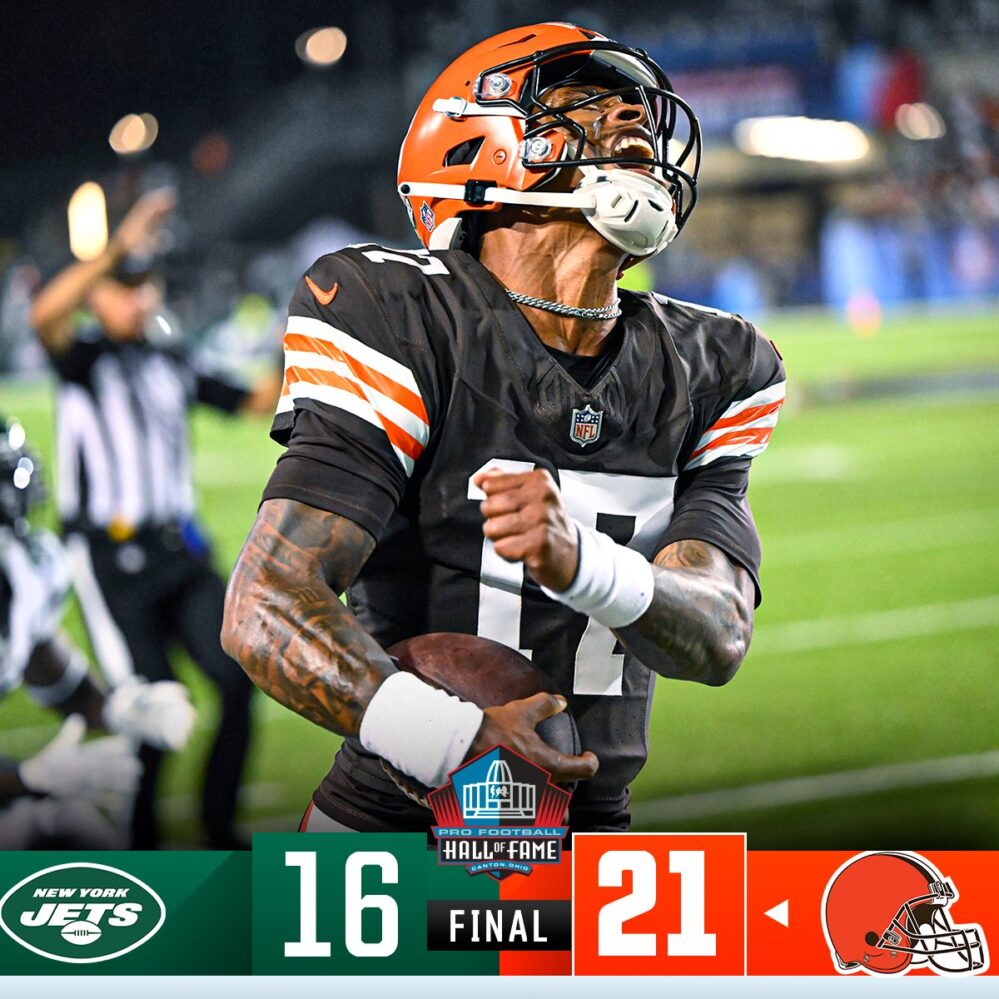 ¡Regresó la NFL! Browns vence a NY Jets en el partido del Salón de la Fama