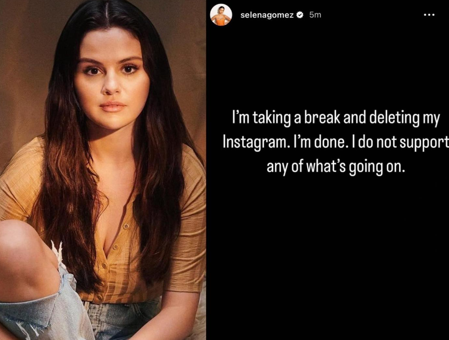 Selena Gomez amenaza con irse de Instagram y mientras se toma un descanso