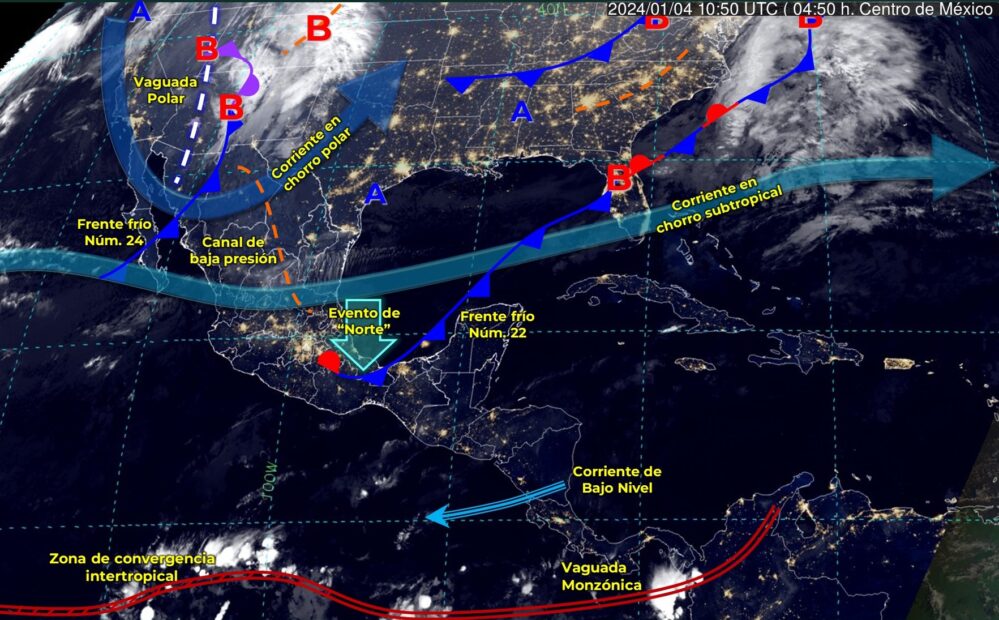 ¡Prepárate! Bajas temperaturas por dos frentes fríos, Norte y masa de aire frío en México