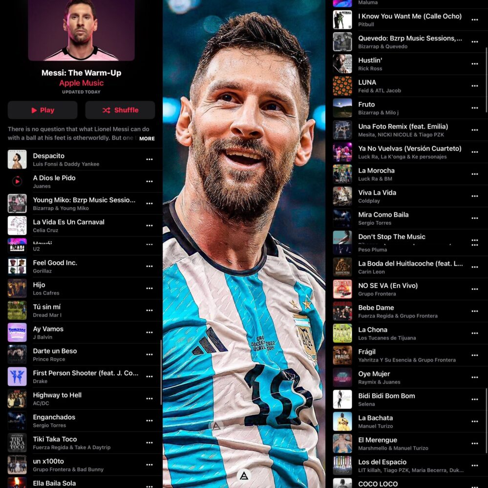 Revelan playlist de Messi, sus favoritos Bad Bunny, Maluma, Peso Pluma y Carin León