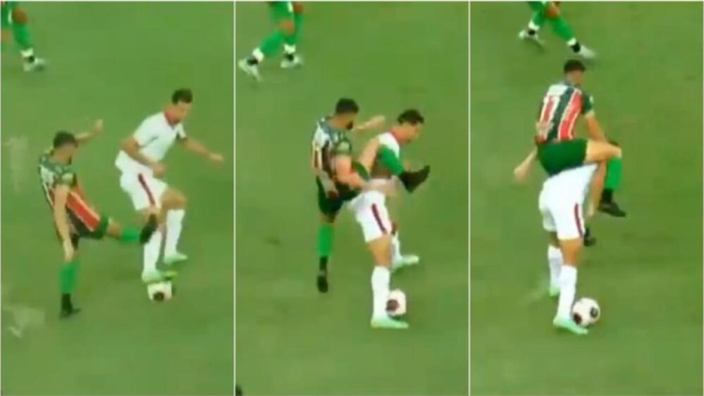 Video: jugador de fútbol monta «de caballito» a rival y se arma la bronca en el partido