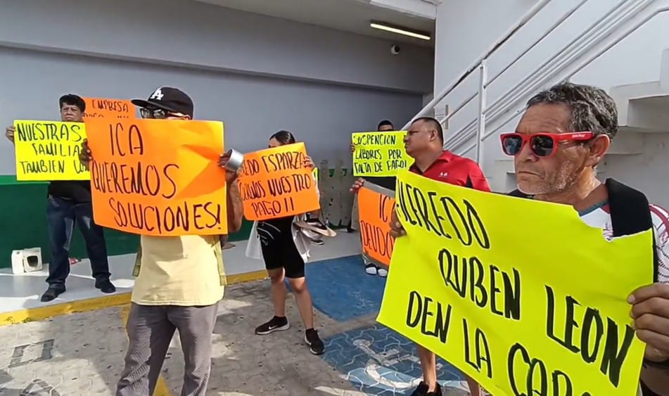 Playa del Carmen: trabajadores del Tren Maya protestan porque no les pagan