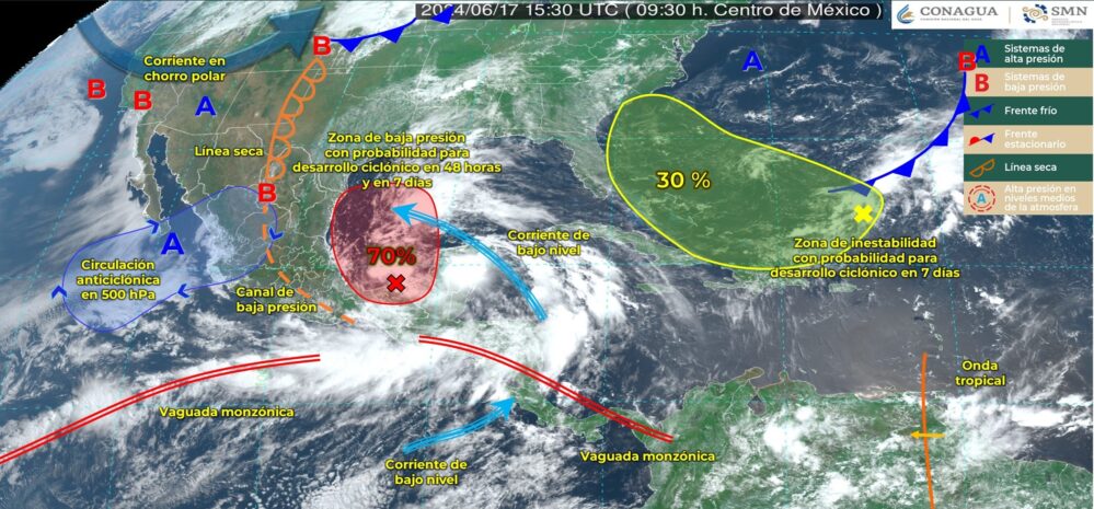 Se forma potencial ciclón tropical ‘Uno’ en el Golfo de México informa Conagua