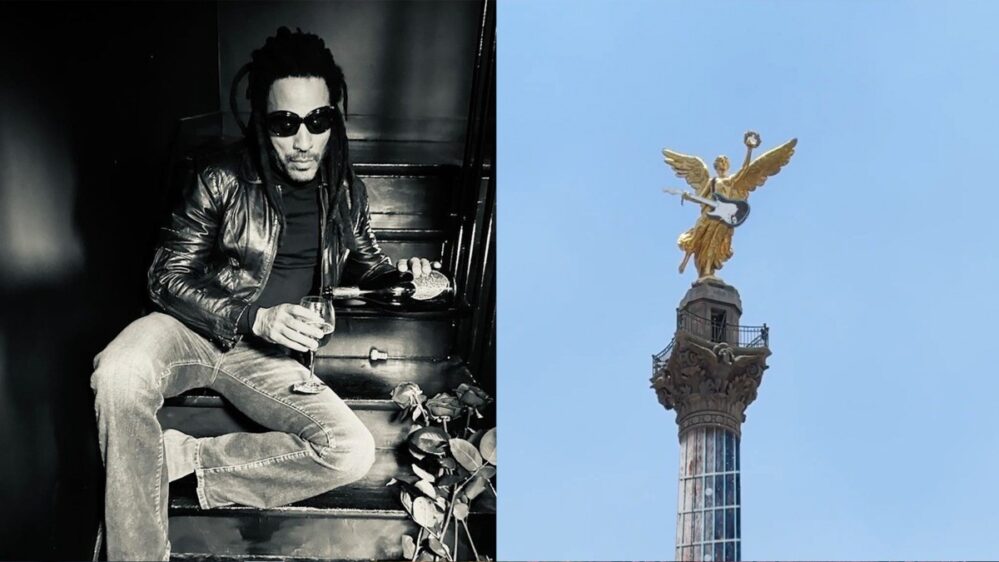 Lenny Kravitz colocó una guitarra al Ángel de la Independencia en el marco de su nuevo álbum