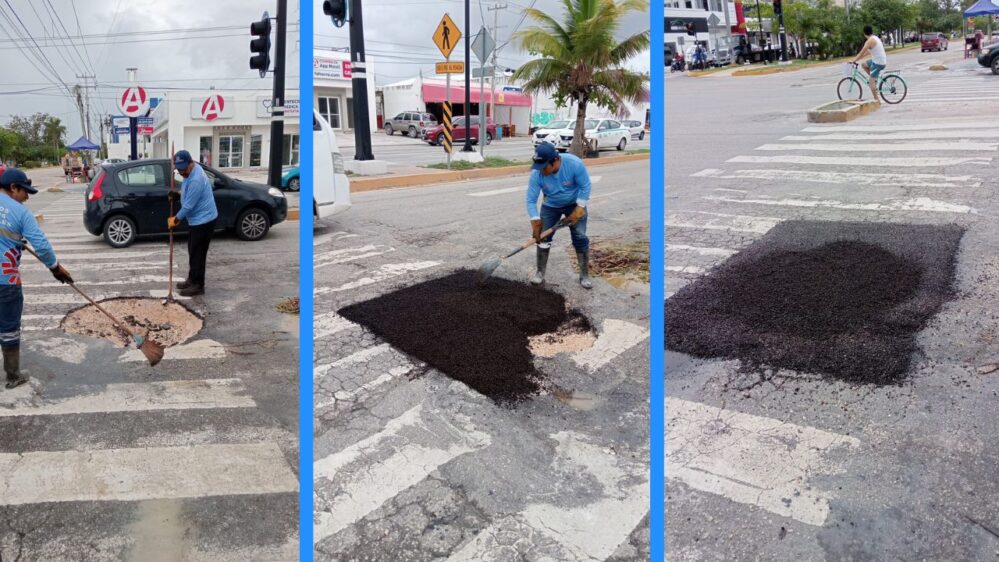 Piden reportar baches en Playa del Carmen que se han generado por constantes lluvias