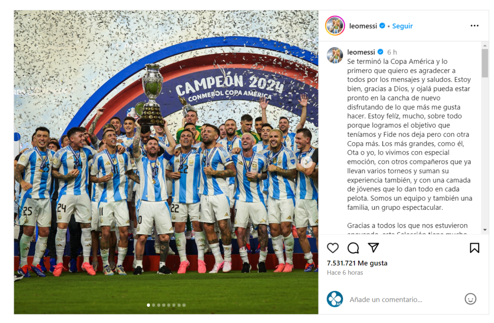 «Somos un equipo y también una familia», el conmovedor mensaje de Lionel Messi
