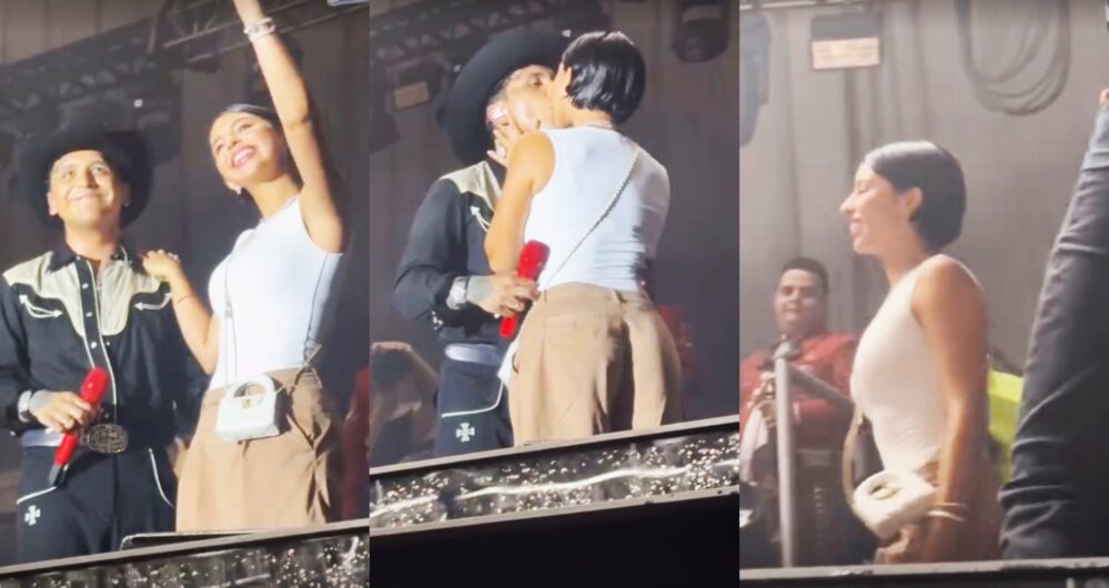 Christian Nodal sube a Ángela Aguilar al escenario en pleno concierto ¡Señora esposa!