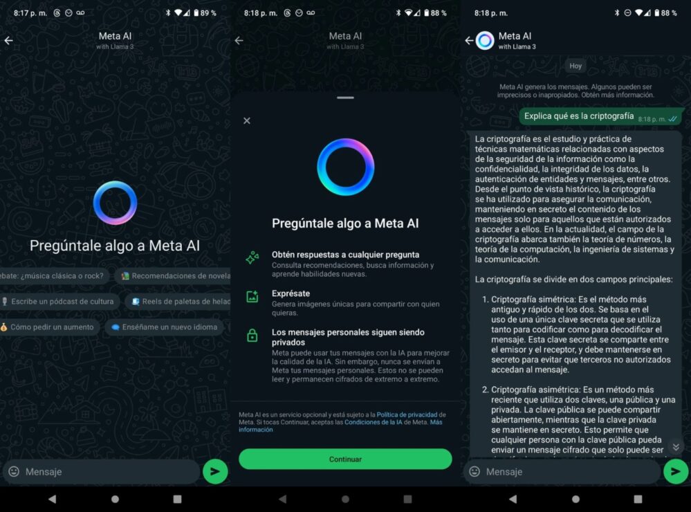 Así funciona Meta IA, el botón de inteligencia artificial de WhatsApp