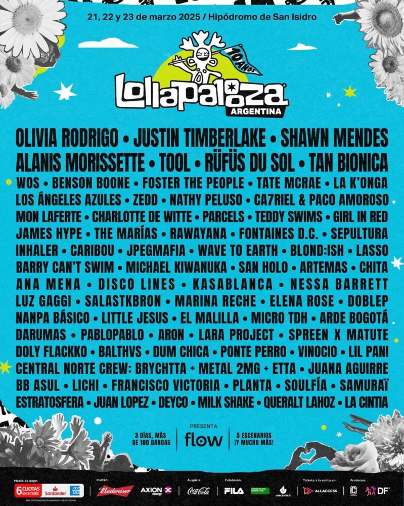 Olivia Rodrigo, Shawn Mendes y Alanis Morissette en el Lollapalooza 2025 en Chile, Argentina y Brasil