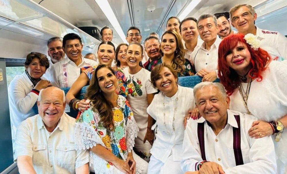 Claudia Sheinbaum y gobernadores despiden a Obrador en gira del Tren Maya