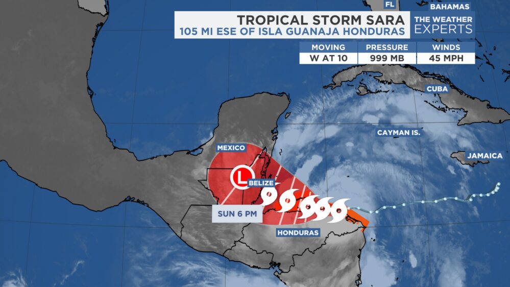 La tormenta tropical Sara amenaza a Centroamérica y el sureste de México